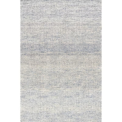 Nuloom Melrose Checked Wool Area Rug, 4' x 6', Light Blue & Grey | Target