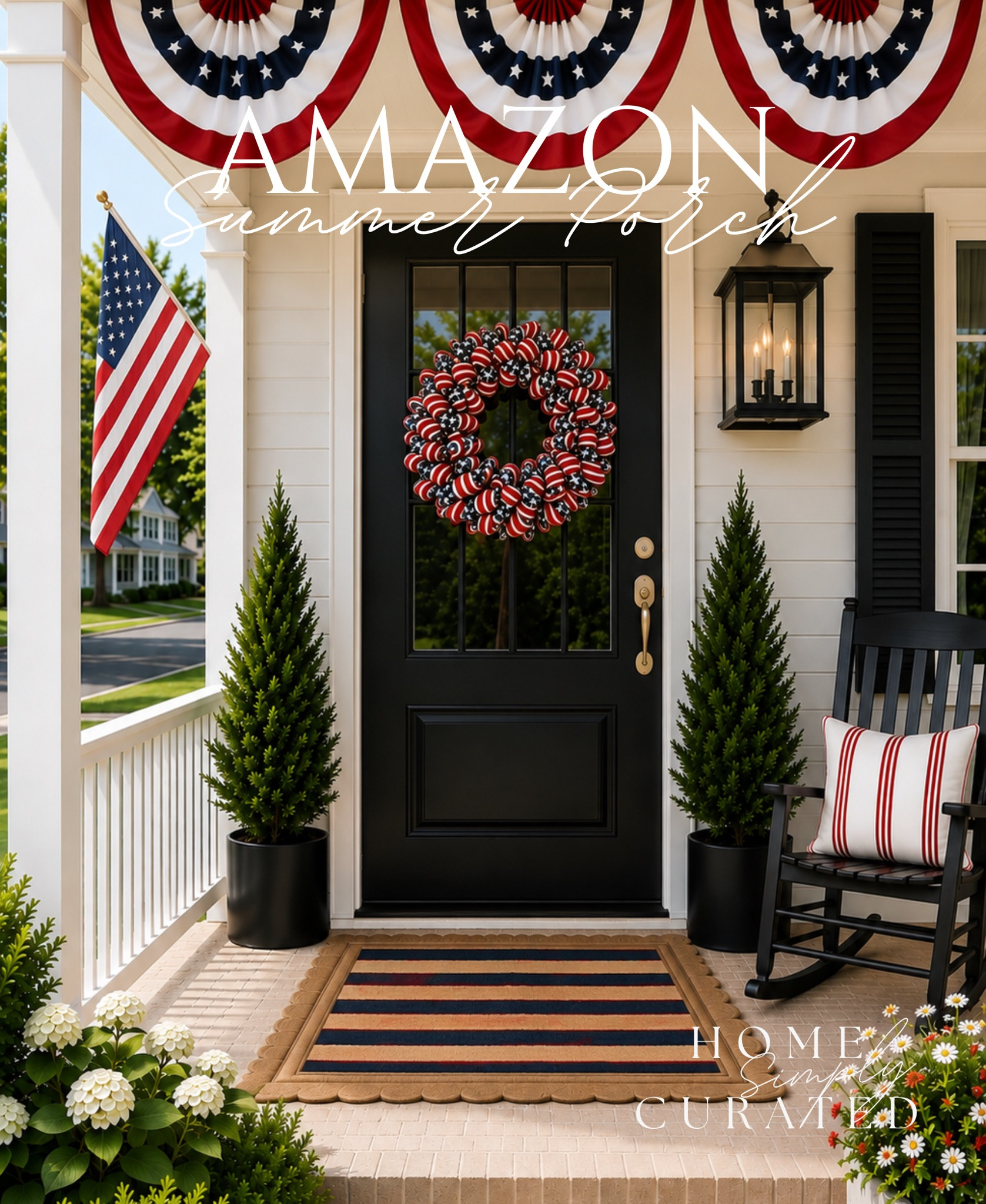 Fourth of July / American summer porch decor finds from Amazon! ❤️🤍💙 

Americana Decor, 4th of July Decor, Summer Decor, Porch Decor, American Flag Decor. I used AI to show how I would style these.

#LTKSeasonal #LTKHome