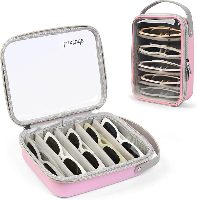 Travel Sunglasses Organizer Case, Clear Sunglasses Travel Case | Glasses Case Multiple Pairs with... | Amazon (US)