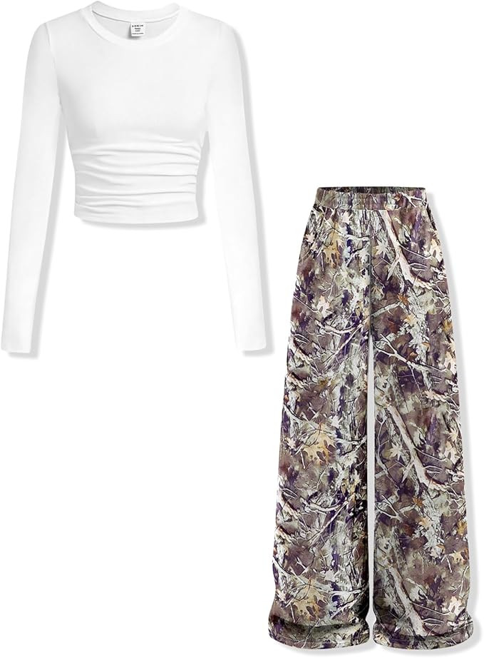 Girls Clothes 2 Piece Long Sleeve Shirt Tops Casual Pants Fall Winter Outfits for Teen Tween Girl... | Amazon (US)