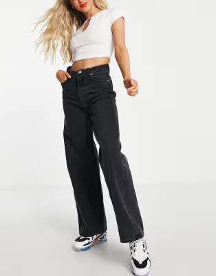 Weekday Ace cotton wide leg jeans in vintage black  - BLACK | ASOS (Global)