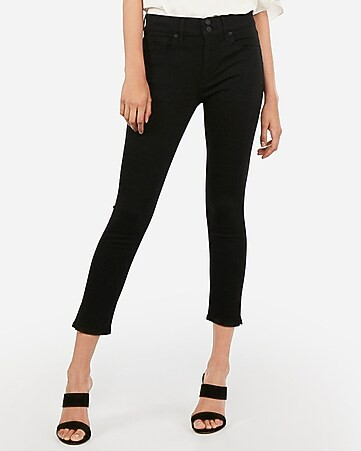 Mid Rise Black Cropped Skinny Jeans | Express
