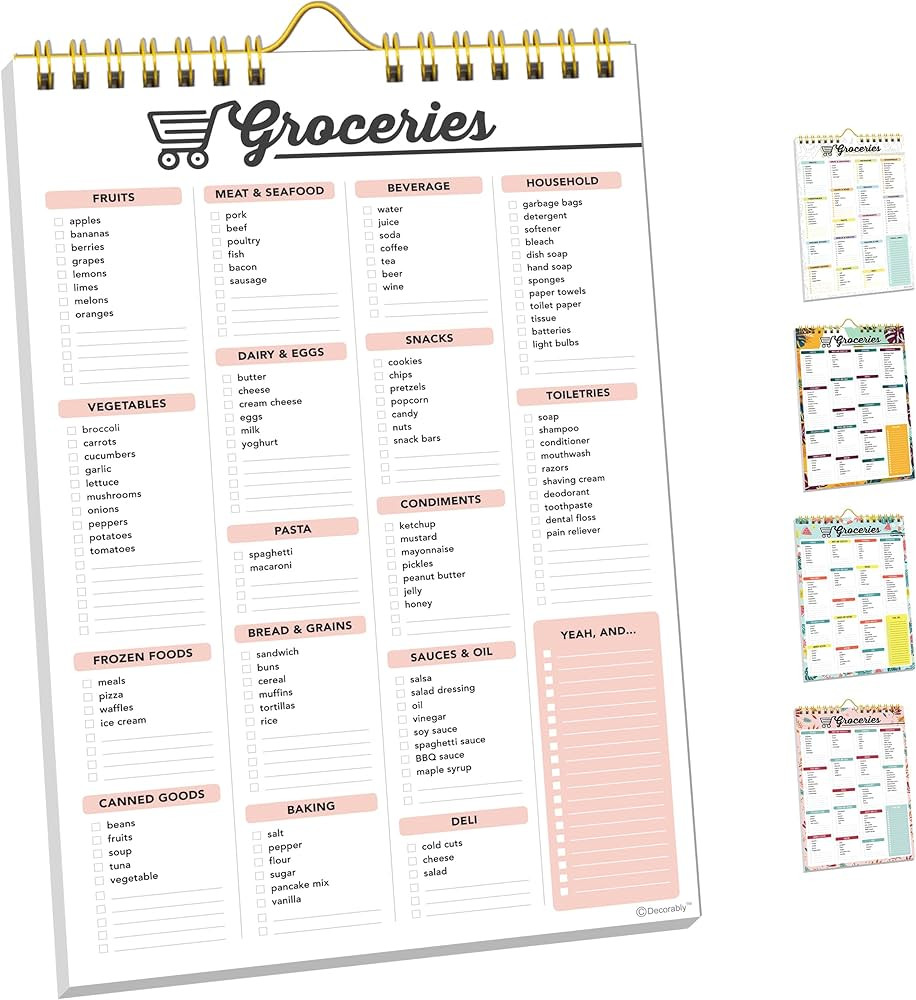 Decorably 52 Sheets Minimal Pink Magnetic Shopping List for Fridge with Strong Magnets, 6x9in Spr... | Amazon (US)