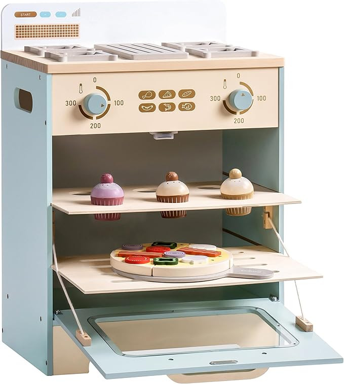 ROBOTIME Wooden Toy Kitchen Oven Playset, Montessori Pretend Play Kitchen Accessories with Pizza ... | Amazon (US)