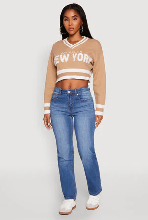 Daisy Chenille New York Graphic Cropped Sweater | Rainbow Shops