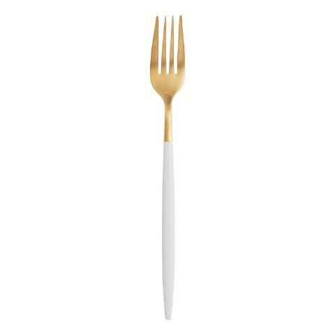 White And Gold Shay Dinner Fork | World Market