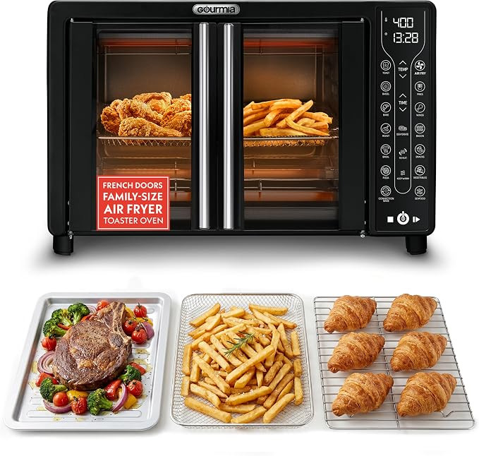 Gourmia French Door Air Fryer Toaster Oven – 6-Slice Capacity, FryForce 360°, Digital Display ... | Amazon (US)