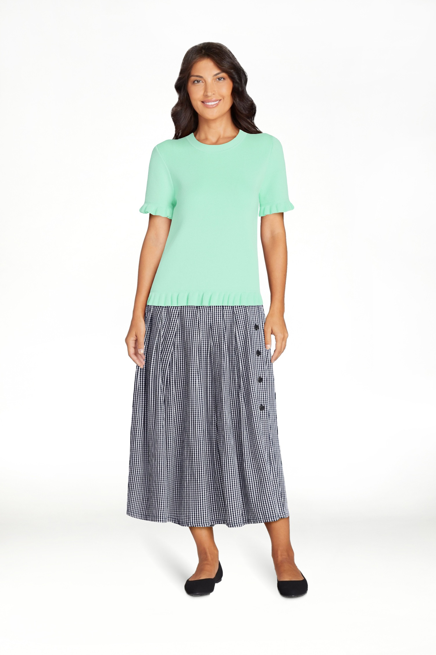Free Assembly Women’s Ruffle Trim Sweater with Short Sleeves, Lightweight, Sizes XS-XXL - Walma... | Walmart (US)