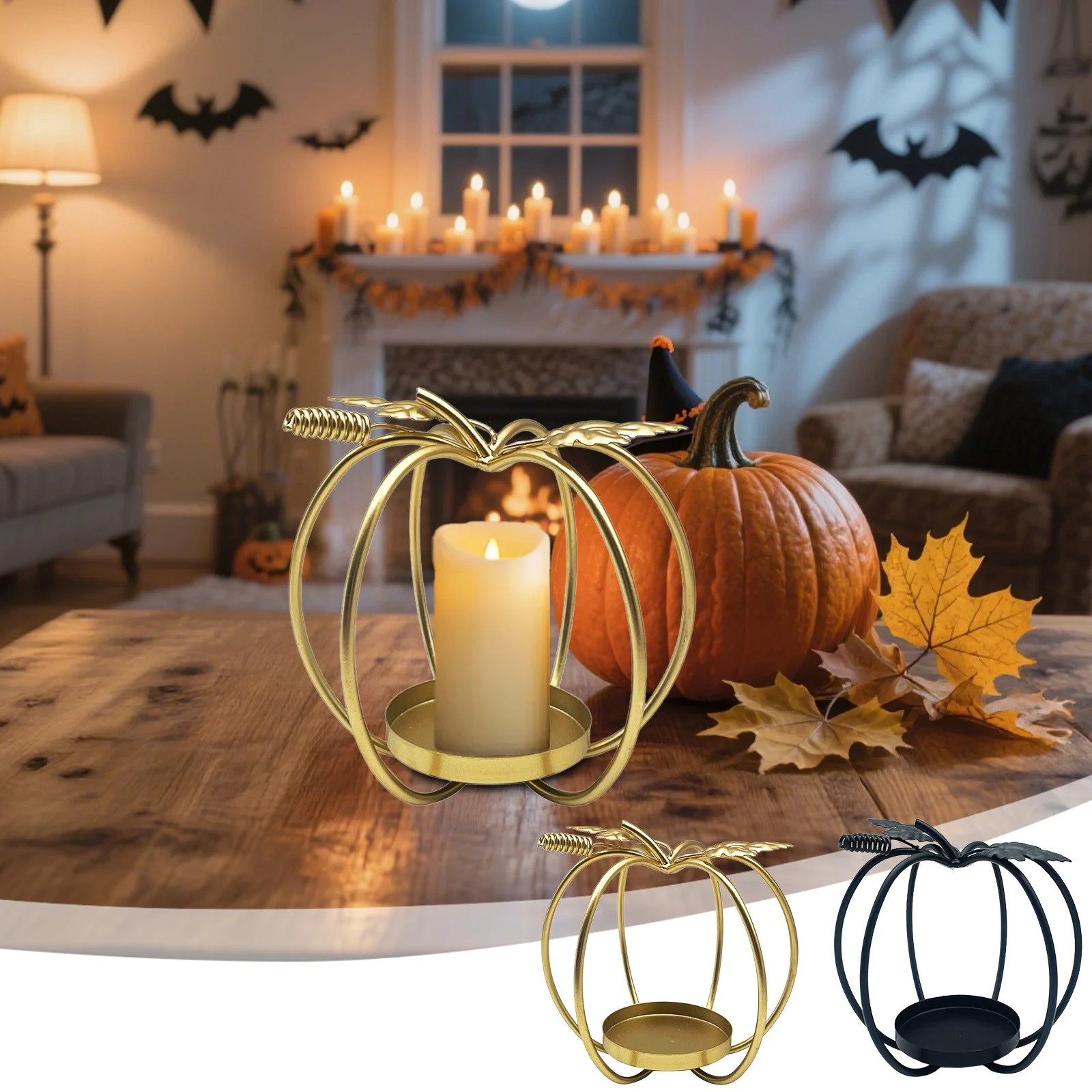 Msgweeeg Halloween Decorations Halloween Decorations Direct Iron Pumpkin Candlestick Festival Moo... | Walmart (US)