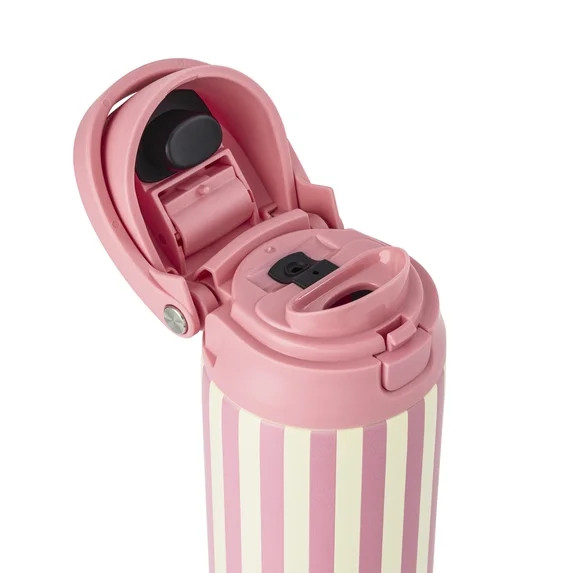 TAL 24oz Stainless Steel 2-in-1 Straw and Chug Water Bottle with Push Lid, Pink Stripes | Walmart (US)