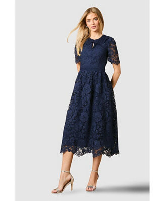 Women's Occasion Lace Collared Midi Dress | Macy's