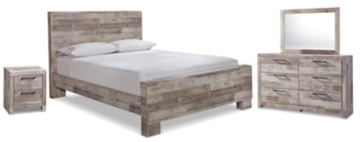 Effie Queen Panel Bed with Mirrored Dresser and Nightstand | Ashley Homestore