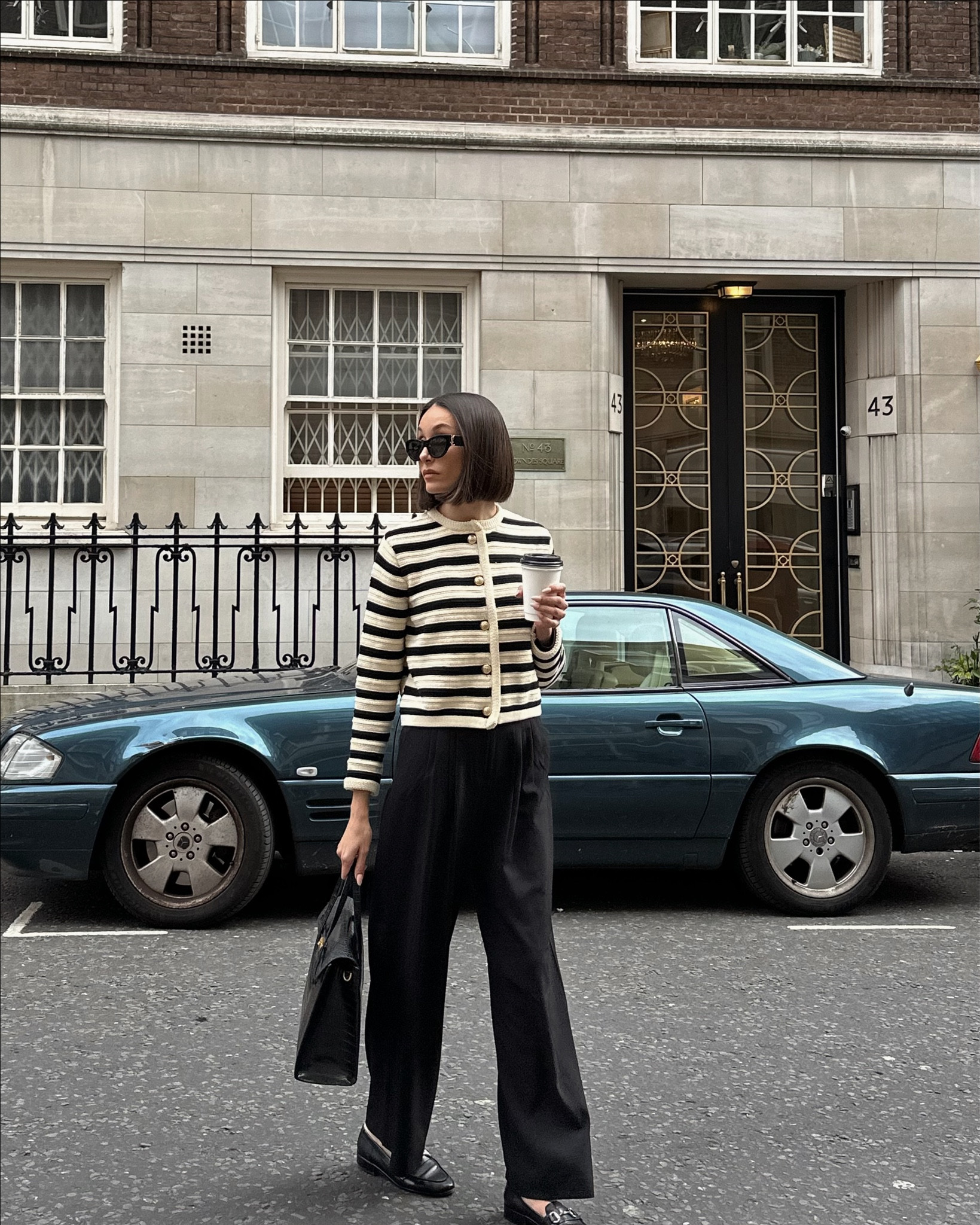 Minimal style, wide leg trousers, office outfits ideas, city break, spring fit ideas, knitted jacket, cropped jacket, spring jacket, tailored trousers, loafer, cat-eye sunglasses, H&M, celine, mango, boden 

#LTKeurope #LTKfit #LTKSeasonal
