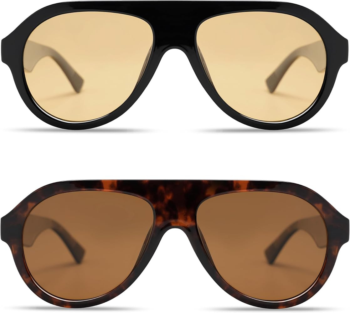 VANLINKER Retro Aviator Polarized Sunglasses for Men Women Trendy 70s Vintage Plastic Frame Sun G... | Amazon (US)