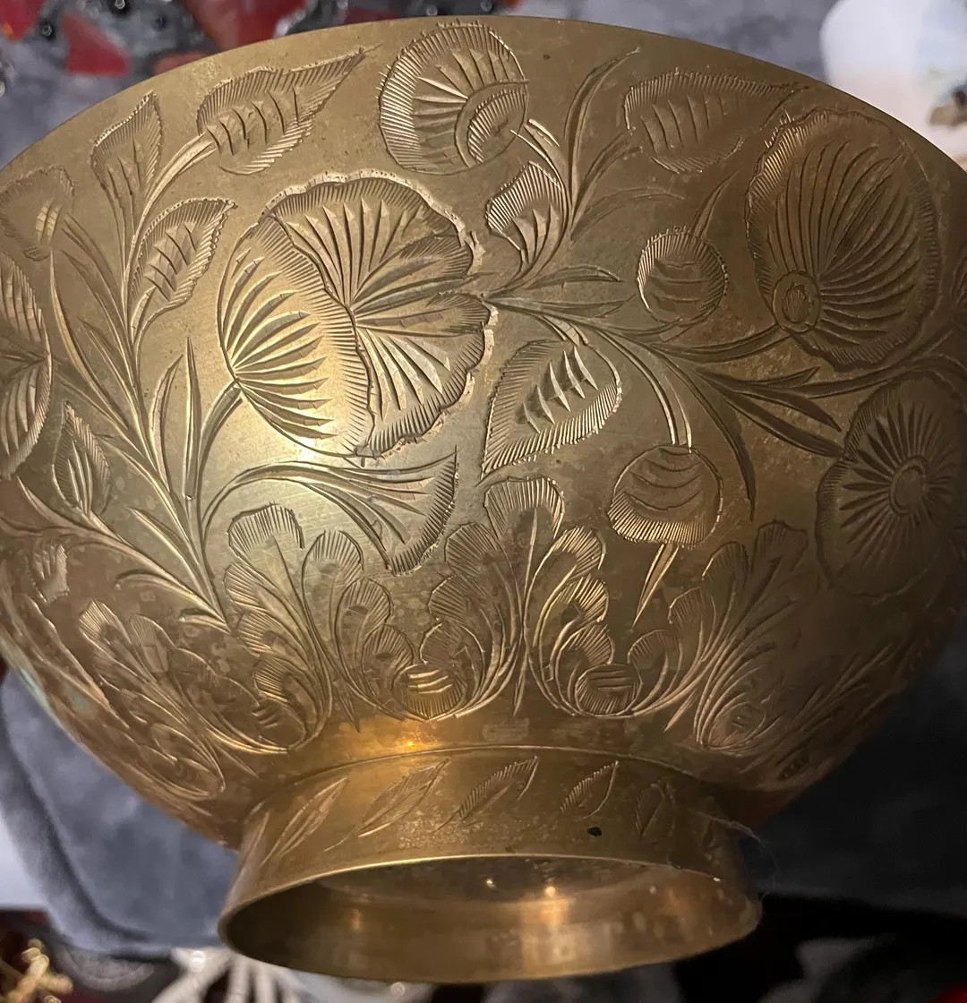 Etched Brass Pedestal Bowl Made in India - Etsy | Etsy (US)