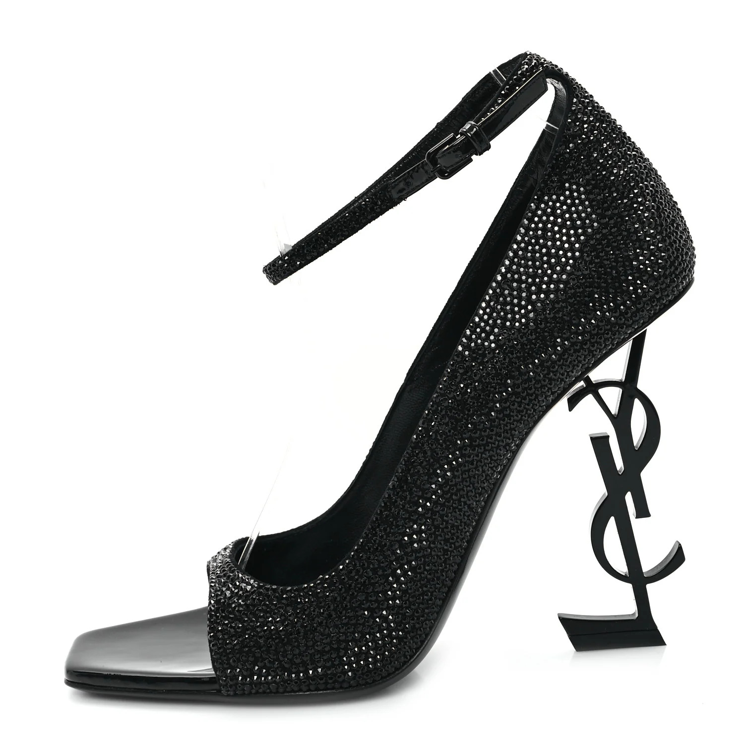 Kid Suede Crystal Embellished Opyum 110 Ankle Strap Sandals 39 Black | FASHIONPHILE (US)