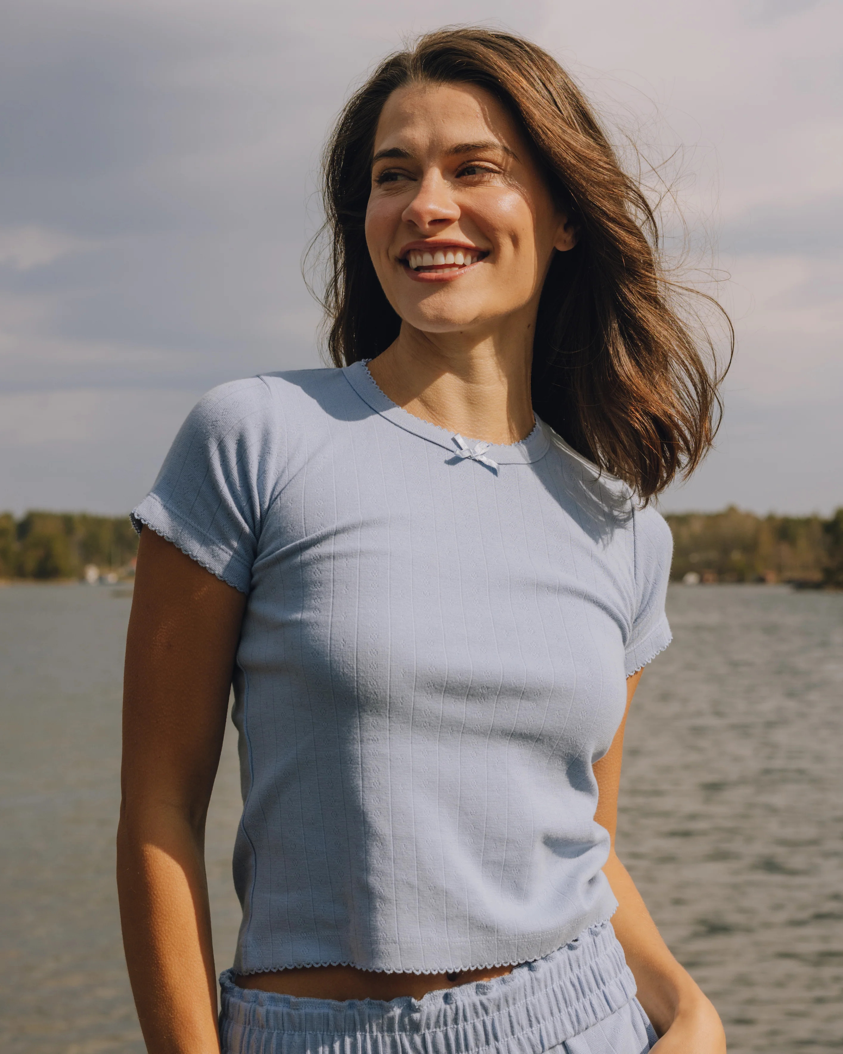 Pointelle Baby Tee - Mist | Daily Drills