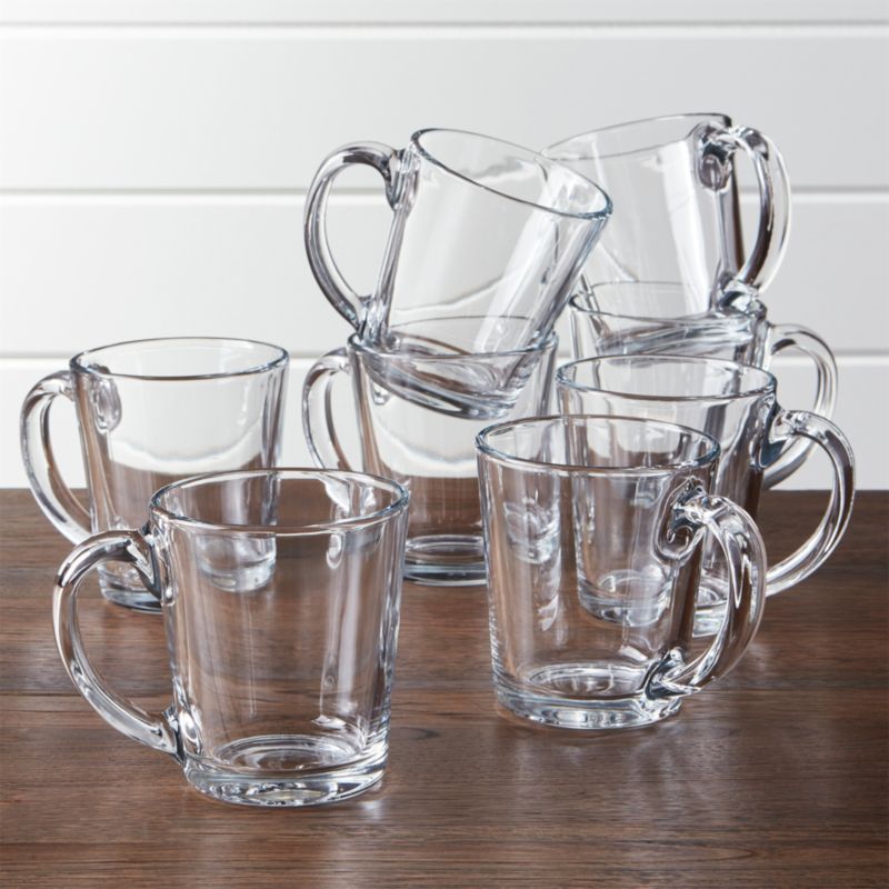 Moderno Clear Glass Coffee Mug, Set of 8 + Reviews | Crate and Barrel | Crate & Barrel
