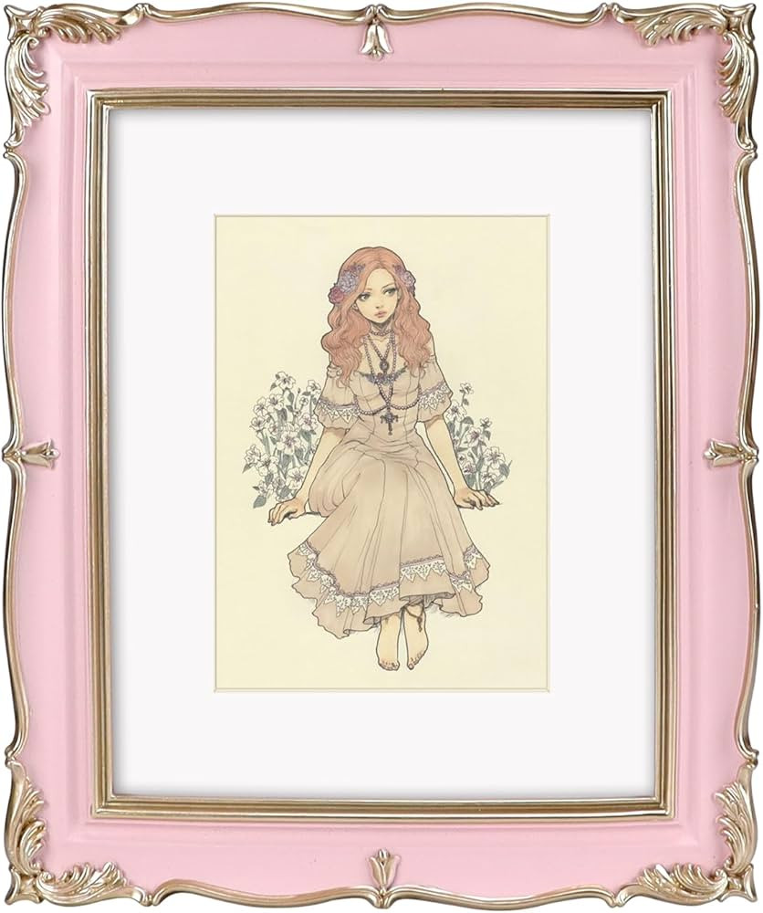 PHAREGE Vintage Picture Frame 8x10 Pink Gold, 8 by 10 Ornate Decorative Antique Frame with Mat fo... | Amazon (US)