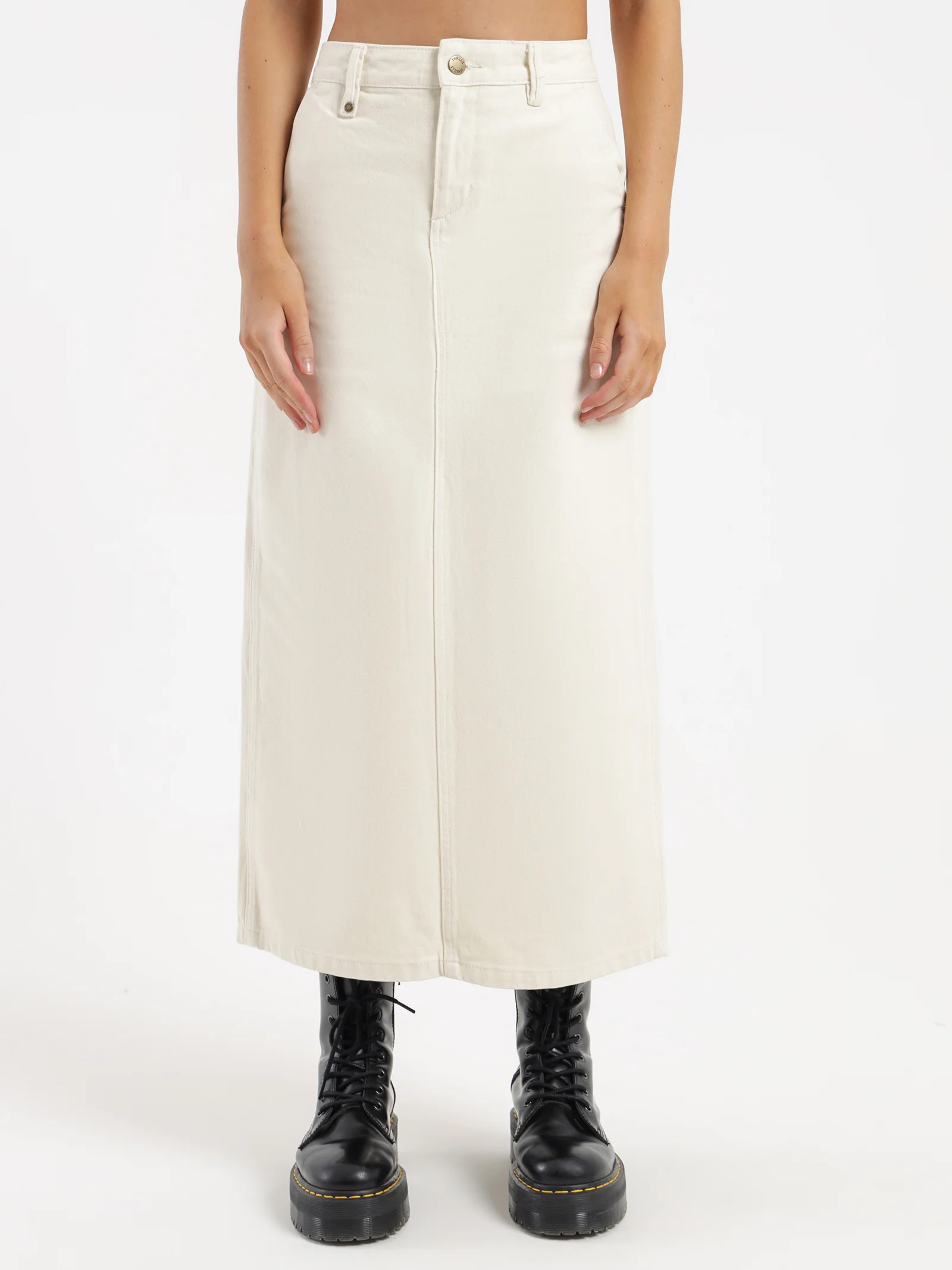 Thrills - Fran Maxi Denim Skirt in Off White | Glue Store (Australia & NZ)