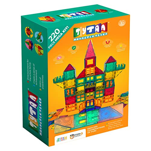 Tytan Tiles 220-Piece Supersized Magnetic Tiles Building Set, 1000s of Creations, Large 3D Castles, Massive Vehicles, & Rocket Ships, Kids? STEM Toy, Architecture, Innovative Play, Ages 3 and Up | Amazon (US)