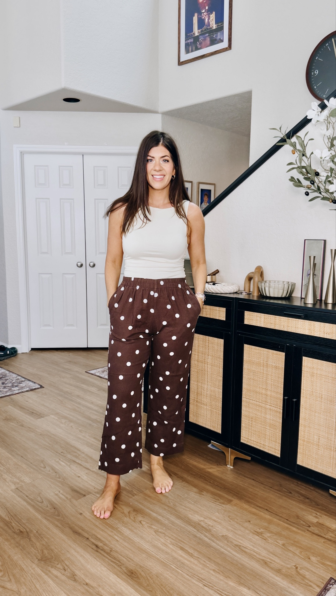 Old navy sale
Medium tall boat neck top
Medium tall polka dot cropped linen pants 

#LTKTall #LTKMidsize #LTKSaleAlert