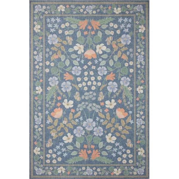 Rifle Paper Co. x Loloi Cotswolds COT-03 Willow Indigo Rug | Wayfair North America