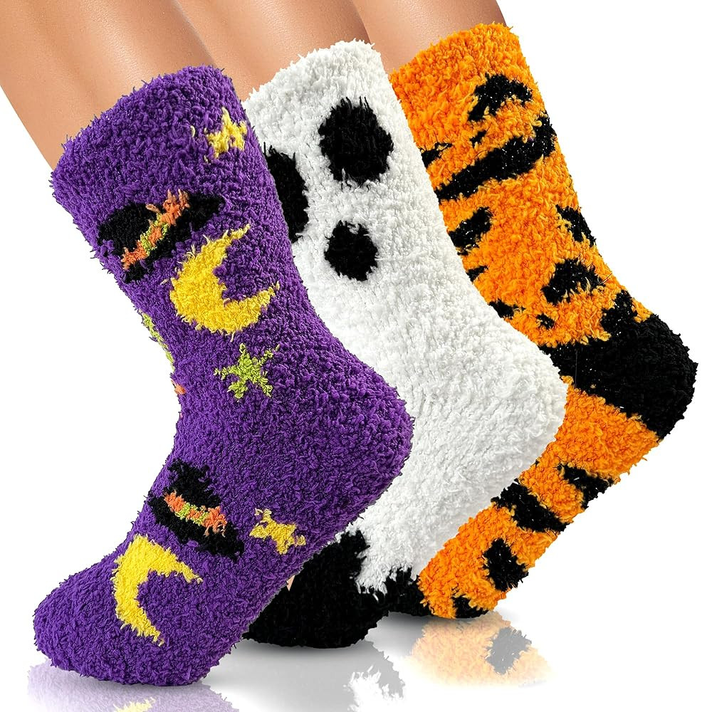 72-Needle Buttery Soft Halloween Fuzzy Socks for Women Cozy Funny Crazy Cute Fluffy Warm Slipper ... | Amazon (US)