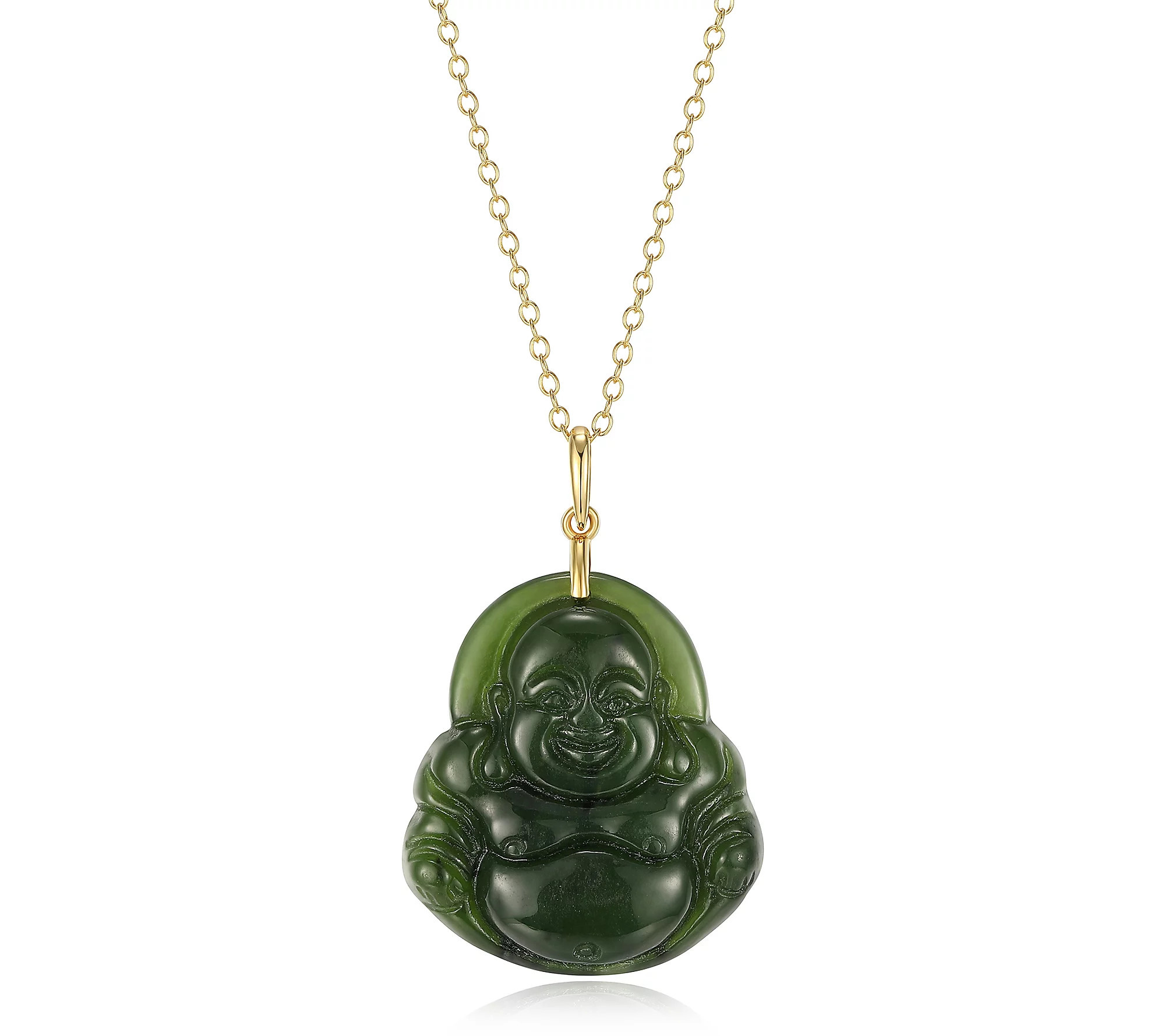 Dynasty Jade Buddha Pendant w/Chain, 18k Gold P lated | QVC