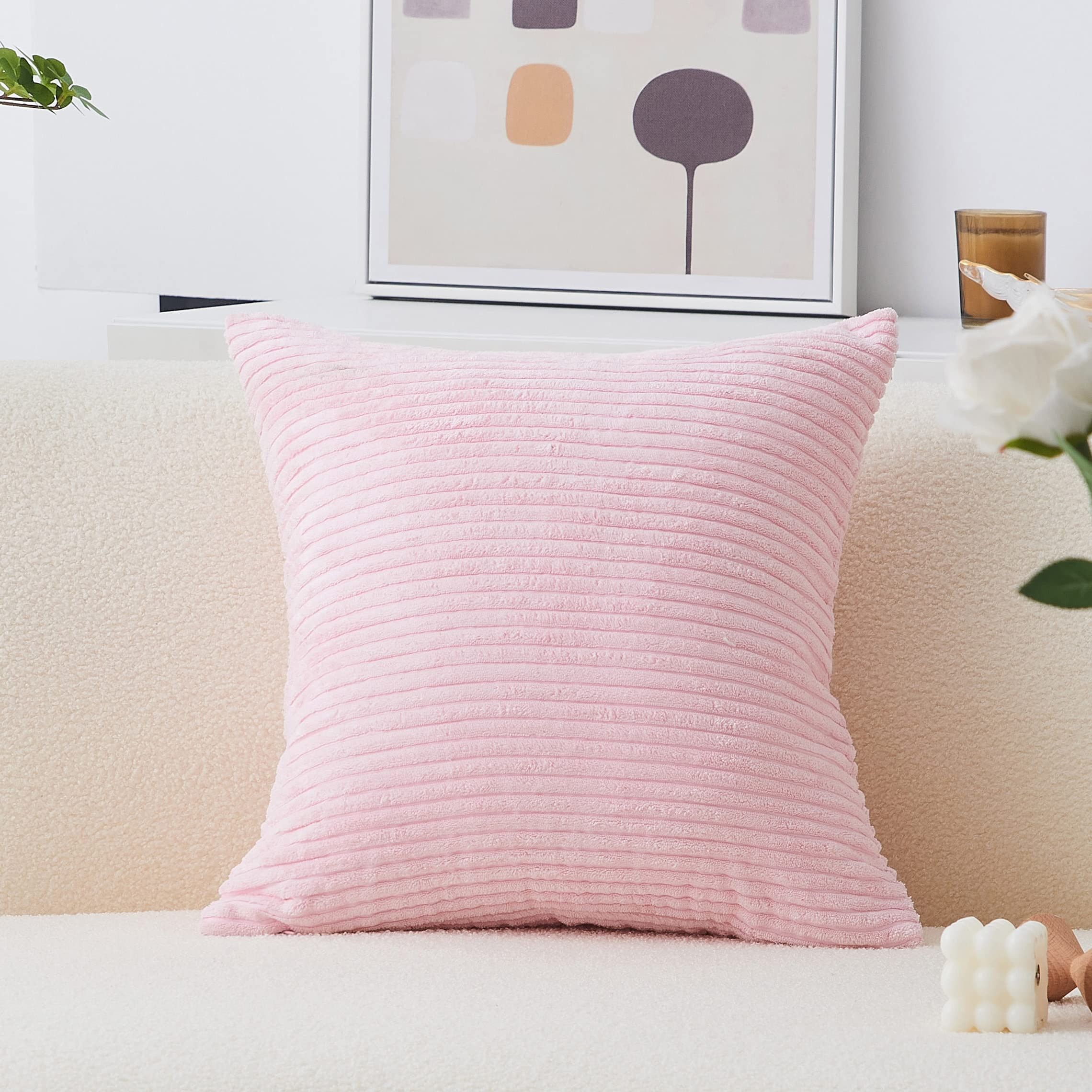 Home Brilliant Coral Throw Pillow 24x24 Pillow Covers for Barbie Room Large Euro Sham Super Soft ... | Amazon (US)