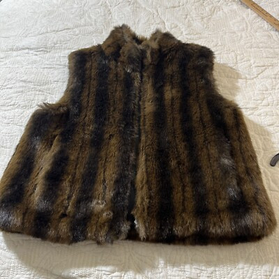 COACO NEW YORK Size M Faux Mink Fur Vest Jacket Reversible Brown / Black | eBay US