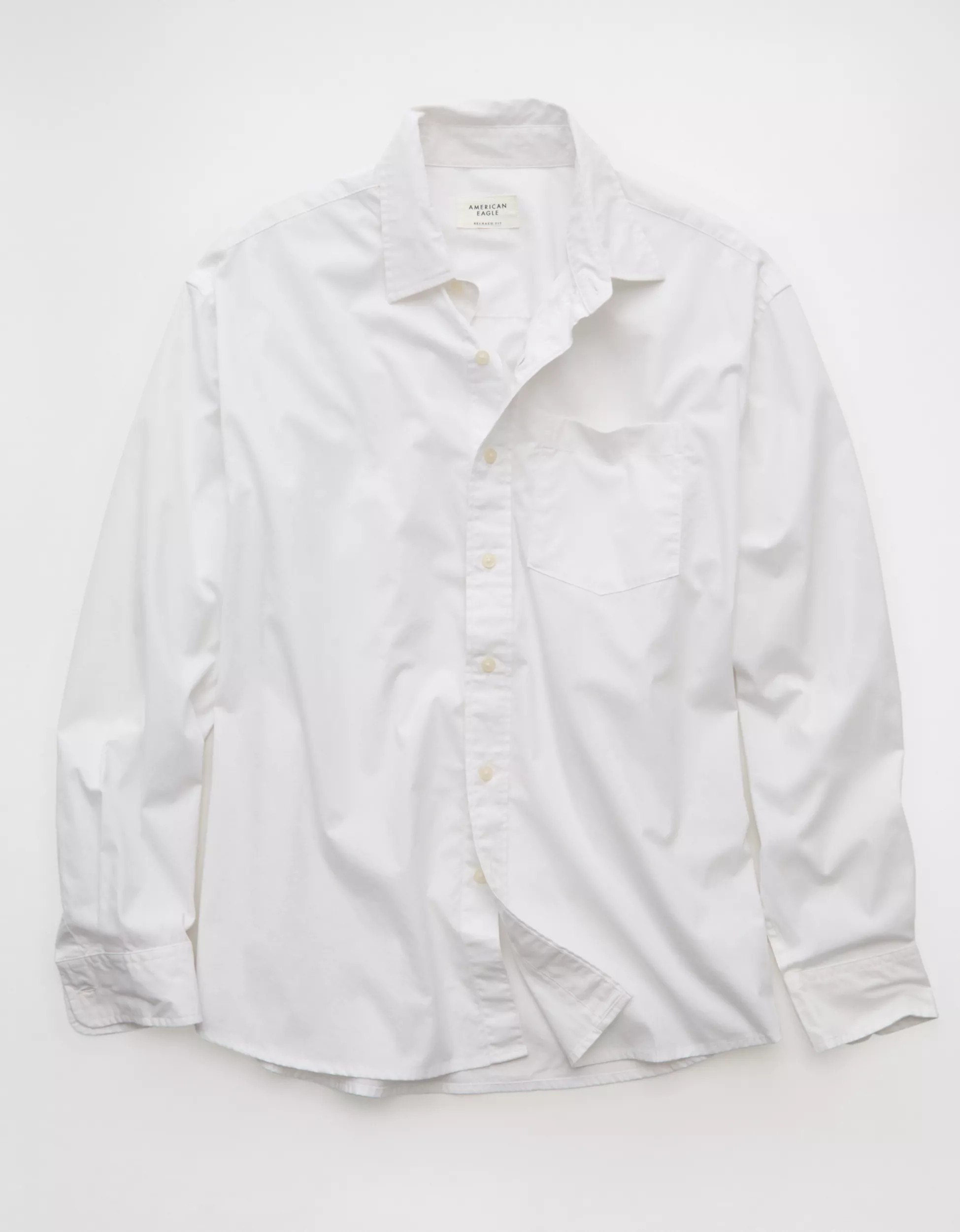 AE Everyday Relaxed Fit Poplin Button-Up Shirt | American Eagle Outfitters (US & CA)