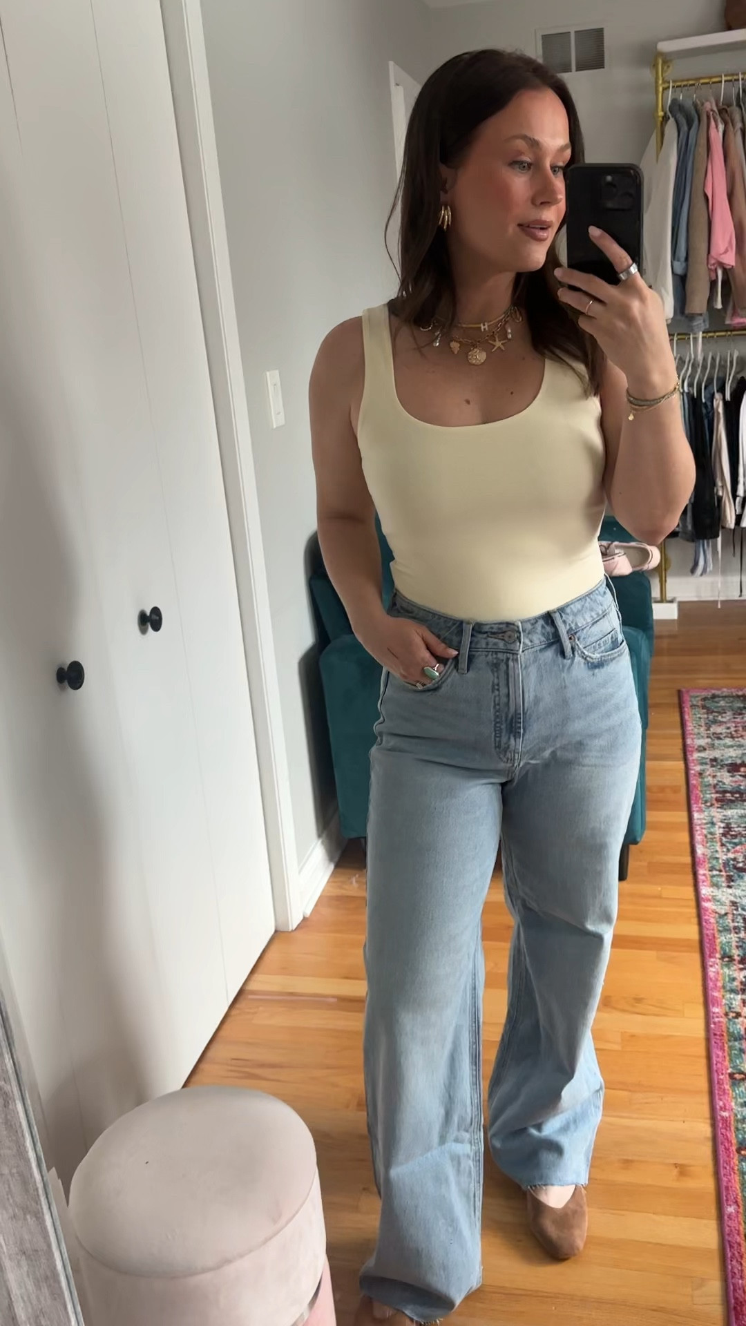 I have these in the black wash, dark blue wash and now the lighter blue. I love so much!! Very comfy, super high rise! Just a great pair of very affordable jeans! And this cute little yellow tank top is on sale too! #momoutfit #springoutfit #jeans #springshoes #flats


#LTKmomlife #LTKSaleAlert