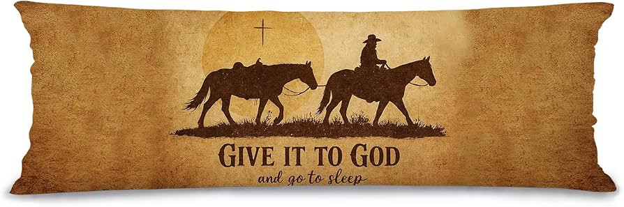 Give It to God Body Pillow Cover 20x54, Western Christian Cowboy Long Pillowcase with Zipper, Rus... | Amazon (US)