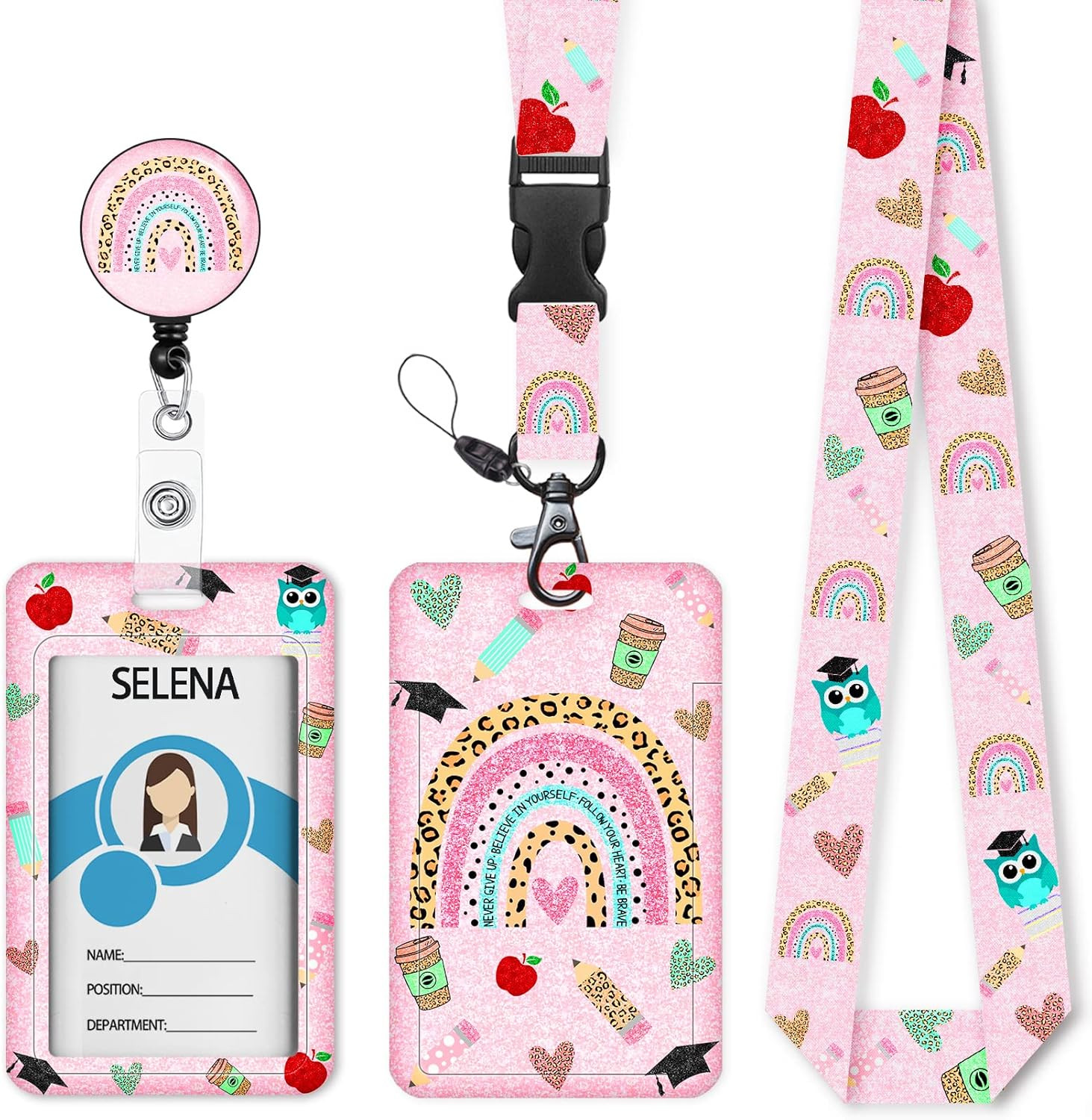 Teacher Life Lanyards for ID Badges Name Tags ID Card Holder, ID Badge Holder with Breakaway Lany... | Amazon (US)