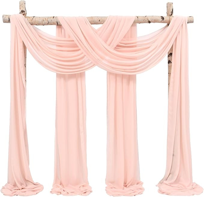 Wedding Arch Draping Fabric, 4 Panels 28" x 20ft Blush Pink Drapes for Ceremony, Chiffon Fabric A... | Amazon (CA)