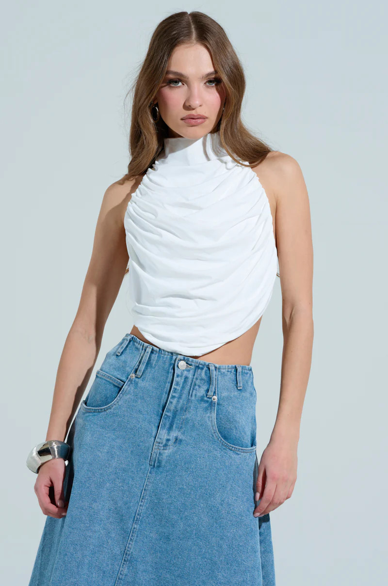 MIAMI NIGHTS HALTER NECK TIE BACK TOP | AKIRA