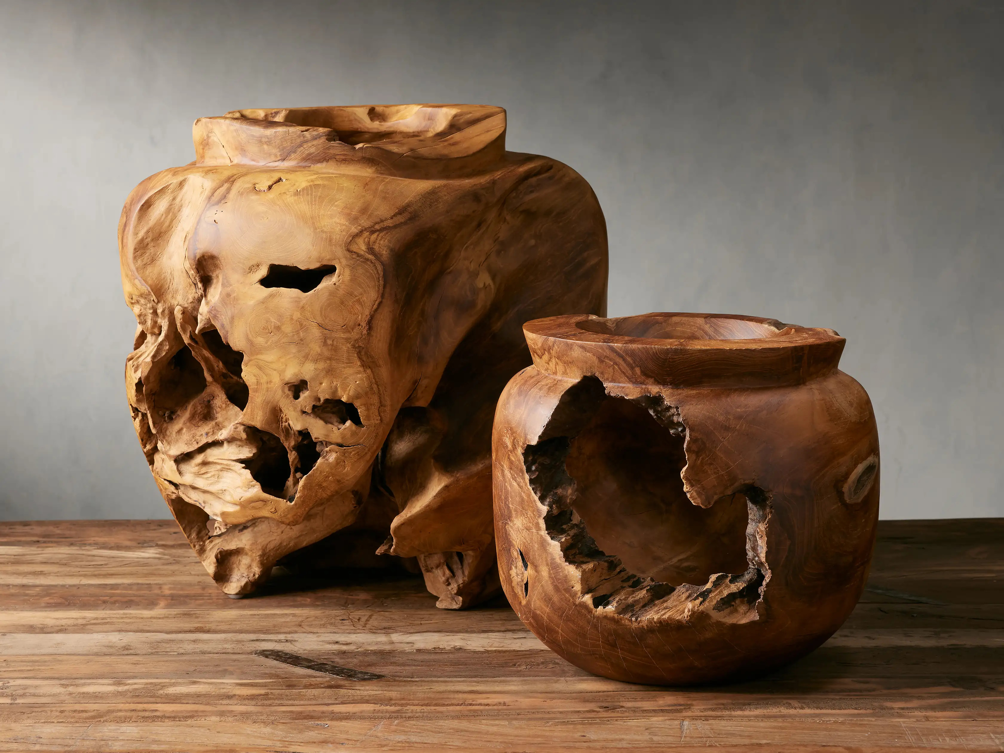 Natural Root Teak Vase | Arhaus