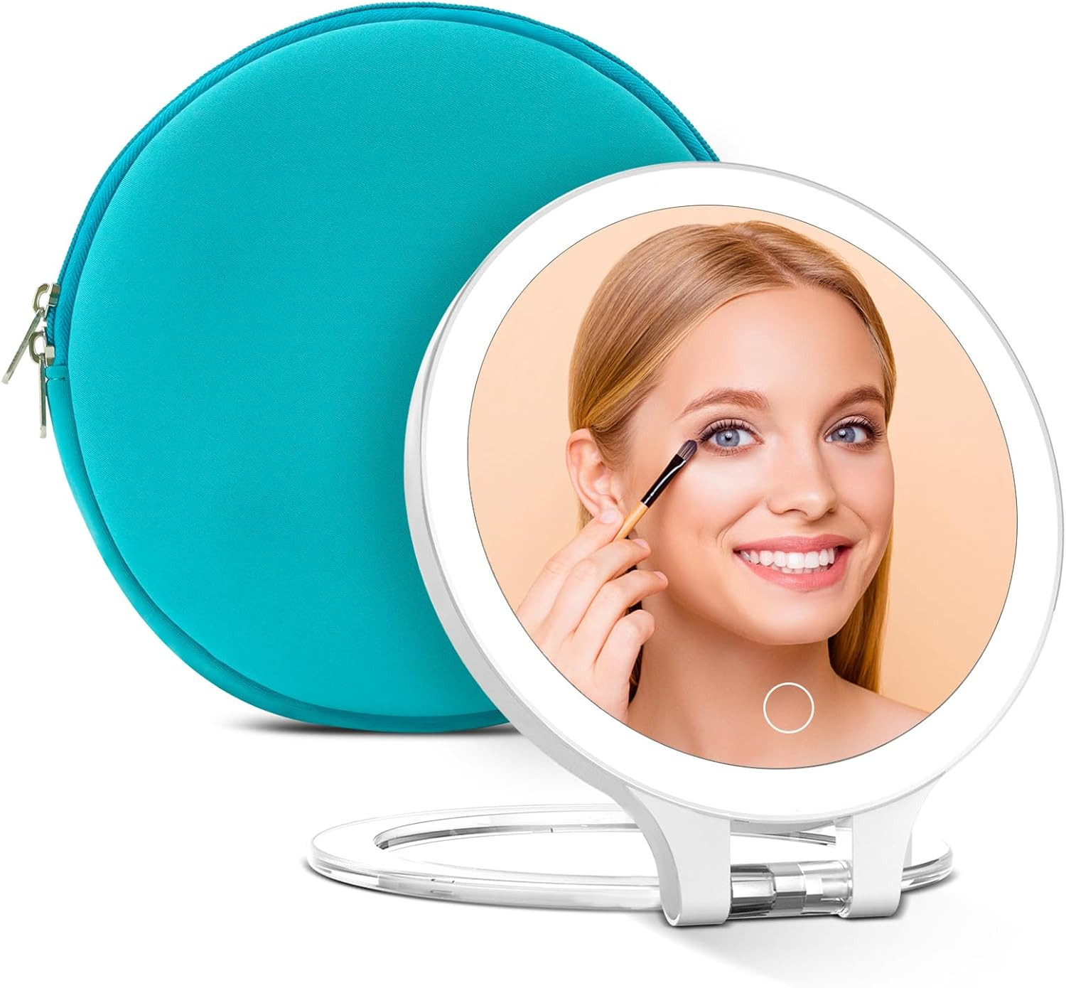 Rechargeable Magnifying Makeup Mirror 10X/1X Double Sided Lighted Travel Makeup Mirror with 3 Col... | Amazon (US)