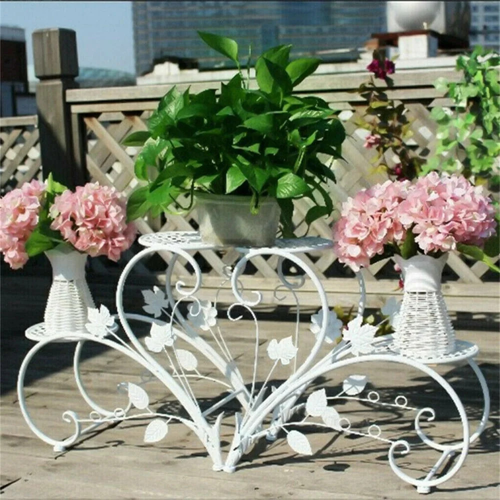 Wisfor Plant Stand Heart Shaped Set of 2 Metal Flower Potted Holder for Outdoor Indoor Patio, Whi... | Walmart (US)