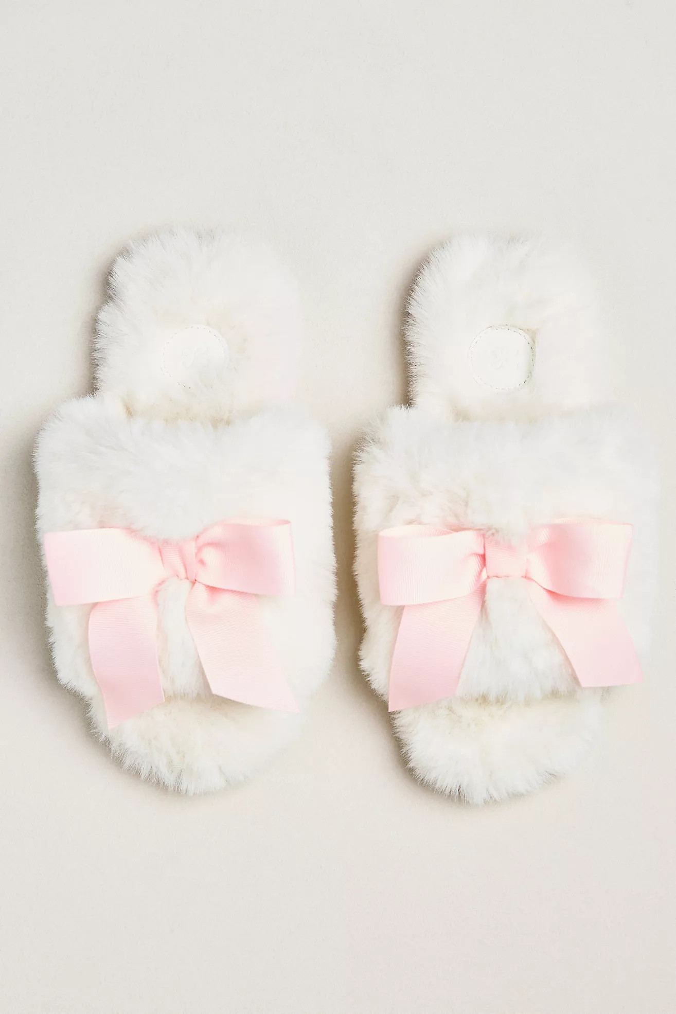 Maeve Faux Fur Open-Toe Bow Slippers | Anthropologie (US)
