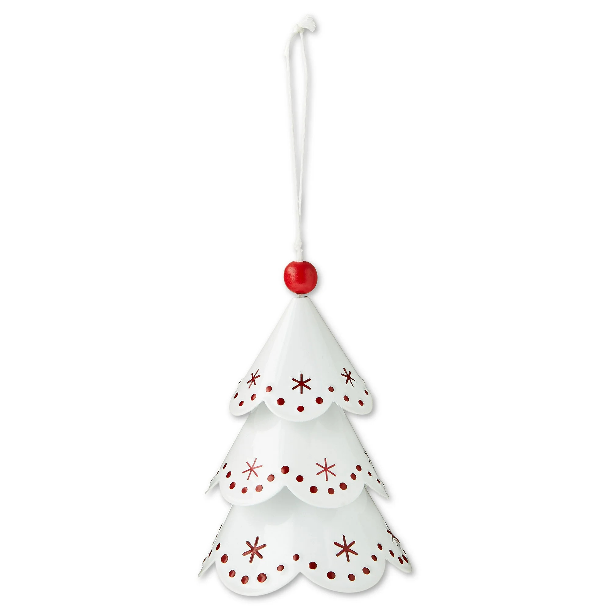 Red and White Metal Christmas Tree Dangling Ornament, by Holiday Time | Walmart (US)