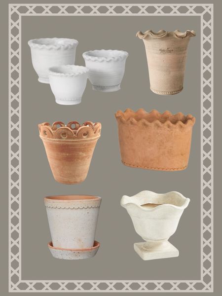 A round up of scalloped planter pots. 





Pottery barn, Home Depot , afloral, fig & dove, Anthropologie, frontgate 

#LTKhome #LTKSeasonal