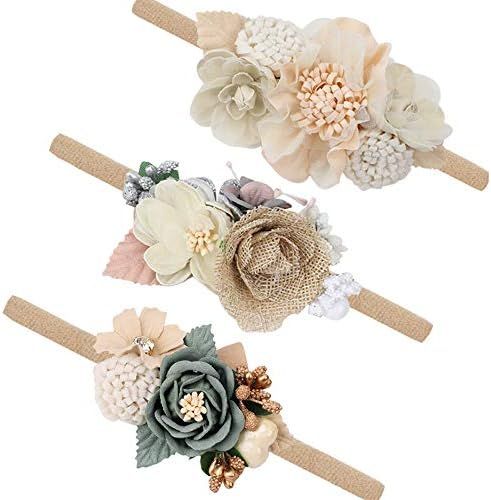 Baby Girl Flower Nylon Headband-Elastic Hair Band Handmade Bow For Newborn Infant Toddler Pack of... | Amazon (US)