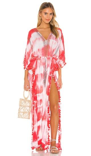 Farrah Maxi Caftan in White & Neon Pink | Revolve Clothing (Global)