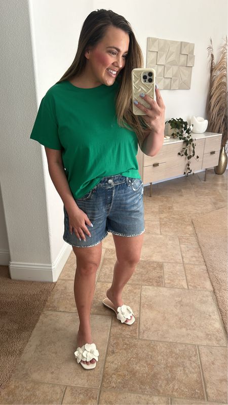 these cotton “jean” shorts are truly magic. they look like jean shorts but they feel like pajamas. they’re pull on, super stretchy & comfy. come in 3 washes and in sizes XXS-XXL. I have both large and mediums! 

#LTKmidsize #LTKfindsunder100 #LTKstyletip