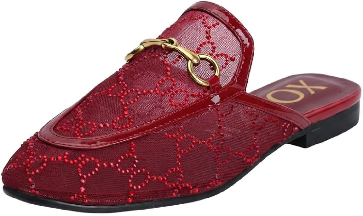 XOBZJH Women’s Sparkly Rhinestone Mesh Mules – Backless Loafers with Gold Horsebit, Breathabl... | Amazon (US)