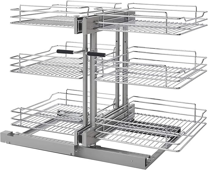 Rev-A-Shelf 5PSP3-18SC-CR 18 Inch 3 Tier Wire Chrome Soft Close Blind Corner 6 Shelf Slide Out Ki... | Amazon (US)