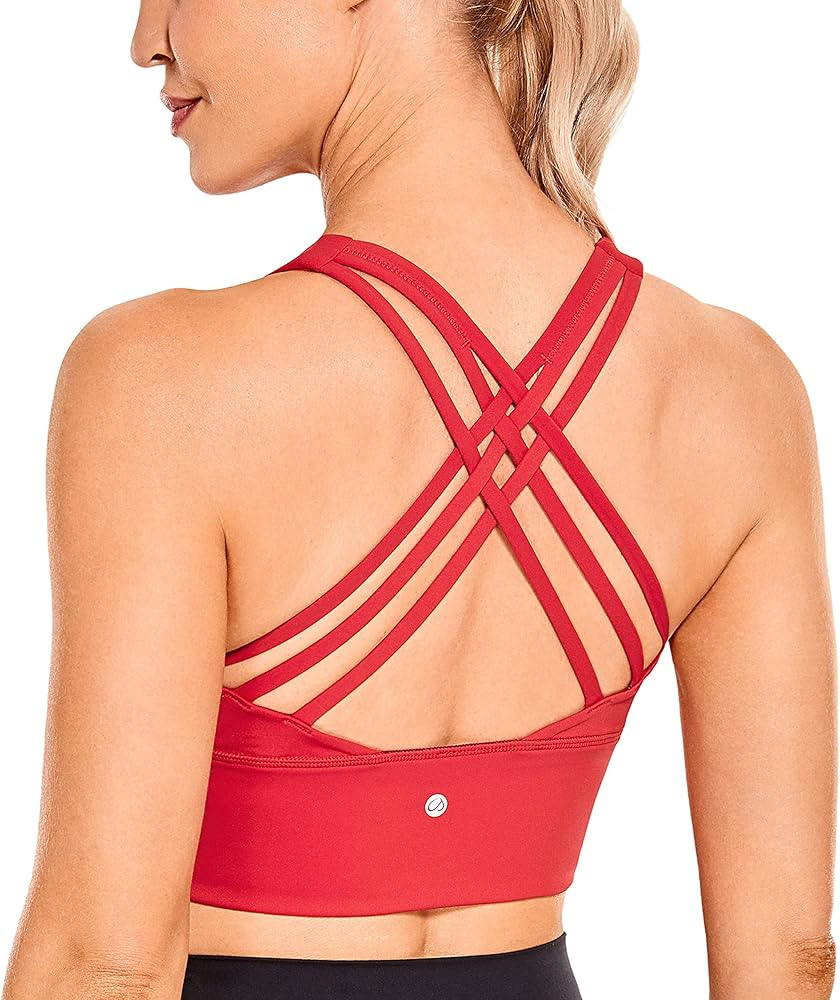 CRZ YOGA Strappy Longline Sports Bras for Women - Wirefree Padded Criss Cross Yoga Bras Cropped T... | Amazon (US)