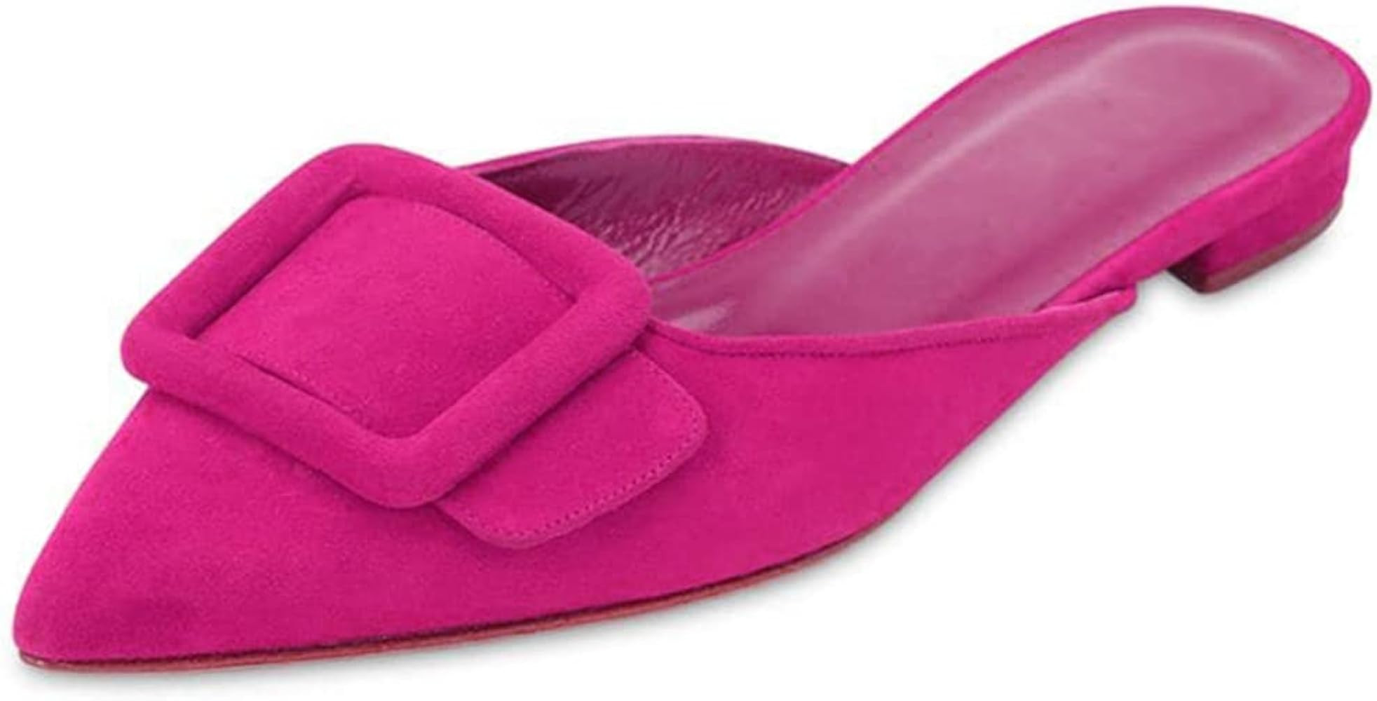 Divanne Mules for Women, Buckle Flat Mules Pointed Toe Backless Mule Slides Suede Slip On Loafers | Amazon (US)